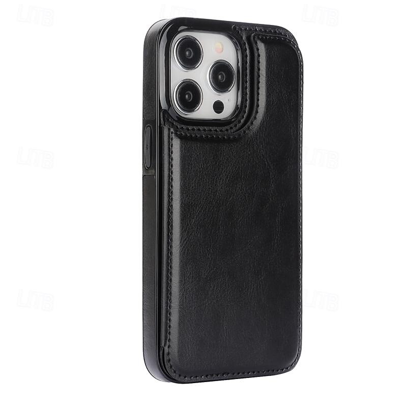 telefon Ügy Kompatibilitás iPhone 16 iPhone 15 Pro Max Plus iPhone 14 13 12 11 Pro Max Plus Mini SE Fekete tok Állvánnyal Mágneses Kártyahely Retro TPU PU bőr 2025 - $16.99 –P14