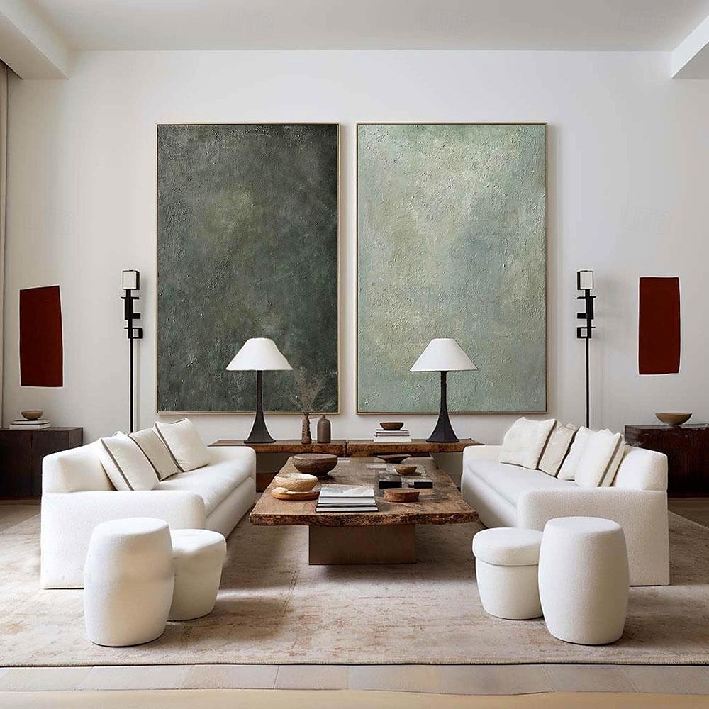 großes grünes Strukturgemälde, handgemalt, dunkelgrünes abstraktes Ölgemälde, handgemachte Wandkunst, Salbeigrün, abstraktes Gemälde, moderne Struktur, Leinwandkunst, grüne Wandkunst, Gemälde 2025 - $125.99 –P1