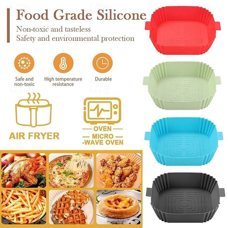 Friteuse à air ustensiles de cuisson en silicone tapis de barbecue multifonctionnel four de cuisson facile à nettoyer plateau en silicone résistant à l'huile de 2025 ? $2.99 –P1