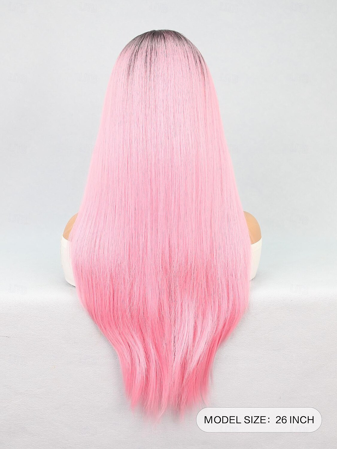 Synthetic Lace Wig Straight Style 26 inch Pink Middle Part U