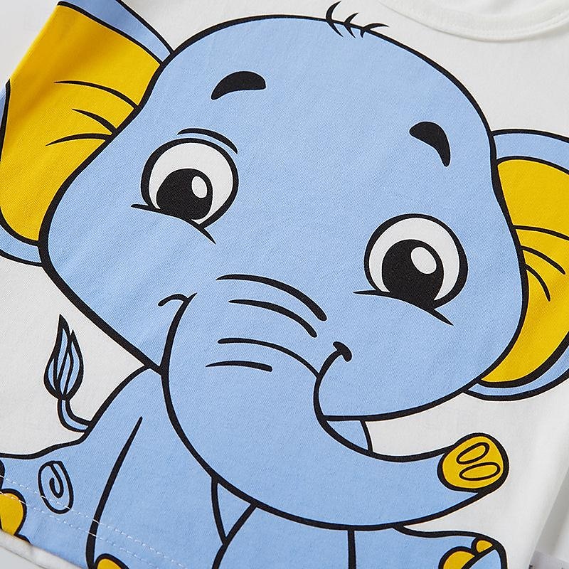 Barn 3D Grafisk Elefant T-skjorte Kortermet Sommer Mote Grunnleggende Barn 4-8 år Crew-hals utendørs Avslappet Daglig Normal 2025 - $7.49 –P5