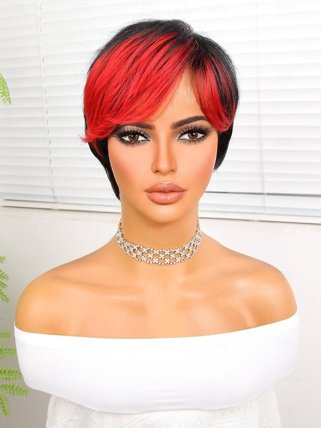 Synthetische pruiken Natuurlijk recht Korte bob Zijdeel Pruik 8 Zwart / Rood Synthetisch haar Dames Gemengde Kleur 2025 - $18.49 –P3