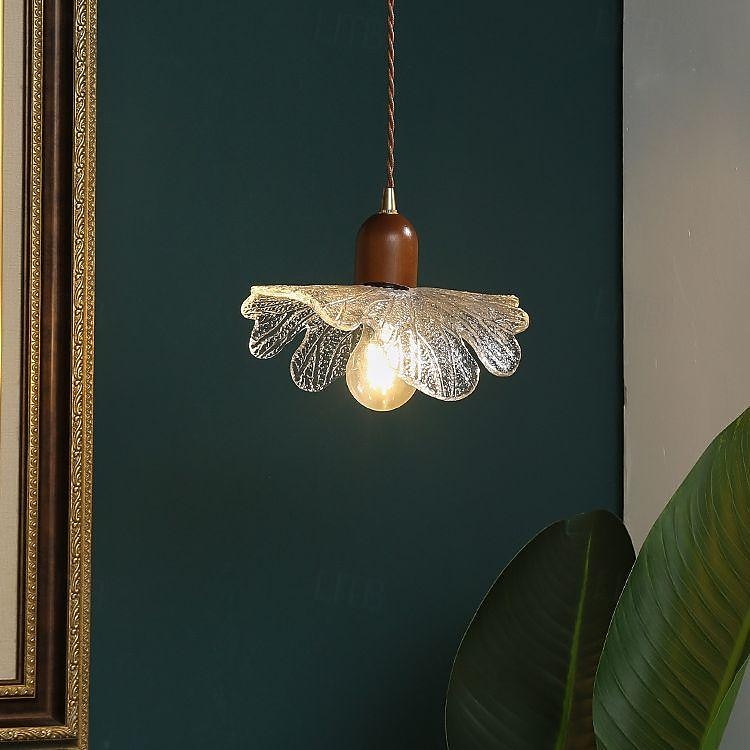 luminária pendente led branco quente 1 luz 7w moderno vidro com nervuras design de folha de lótus e26/e27 lustre com cabo ajustável luminária pendente de teto para quarto sala de estar cozinha de 2025 por $143.99 –P4