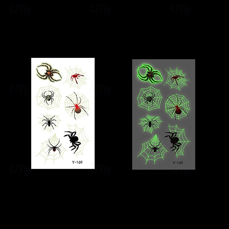 Autocollants de tatouage lumineux en toile d'araignée d'halloween, 10 pièces, autocollants de visage de fête de festival lumineux de dessin animé de 2025 ? $14.49 –P9