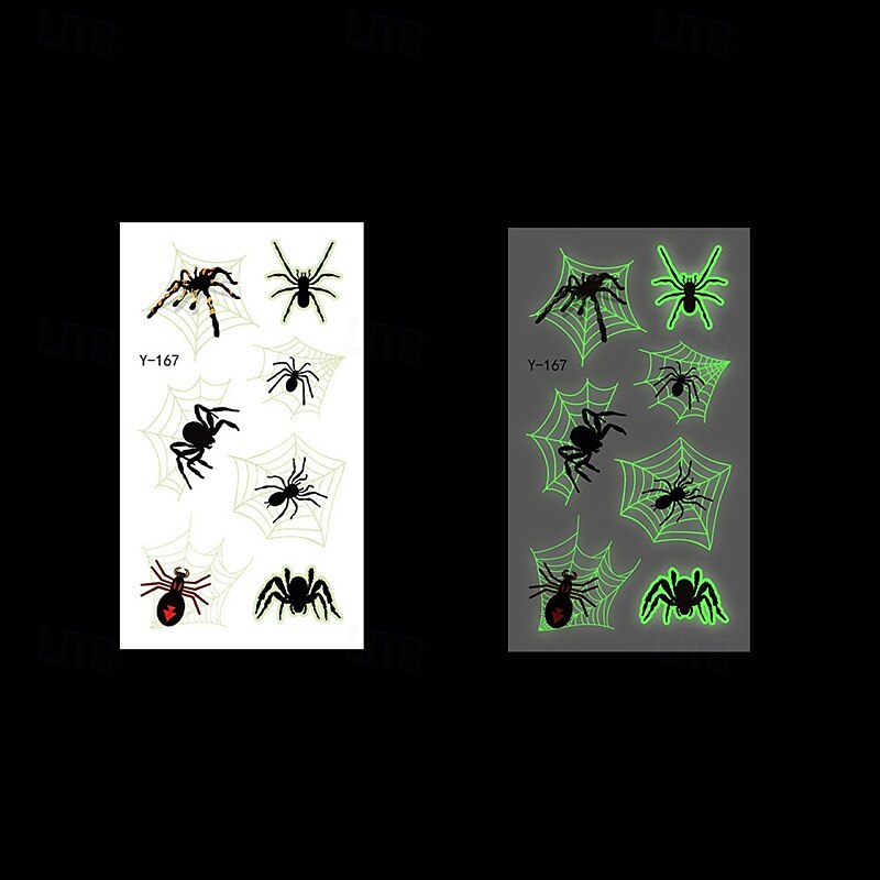 Autocollants de tatouage lumineux en toile d'araignée d'halloween, 10 pièces, autocollants de visage de fête de festival lumineux de dessin animé de 2025 ? $14.49 –P7