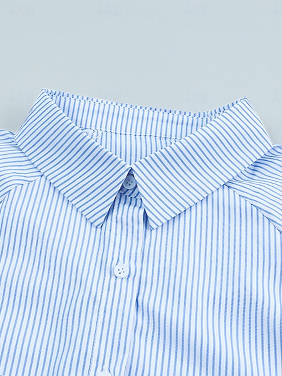 dames overhemd blouse casual gestreept knopen zak lange mouw normale tops overhemd kraag dagelijks zwart blauw lente& val 2025 - $39.99 –P9