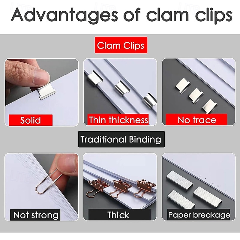 Paper Clam Clip Dispenser Handheld File Document Clipper with 50 Reuseable Stainless Steel Refill Clips for Home Office School 2025 - $18.99 –P4