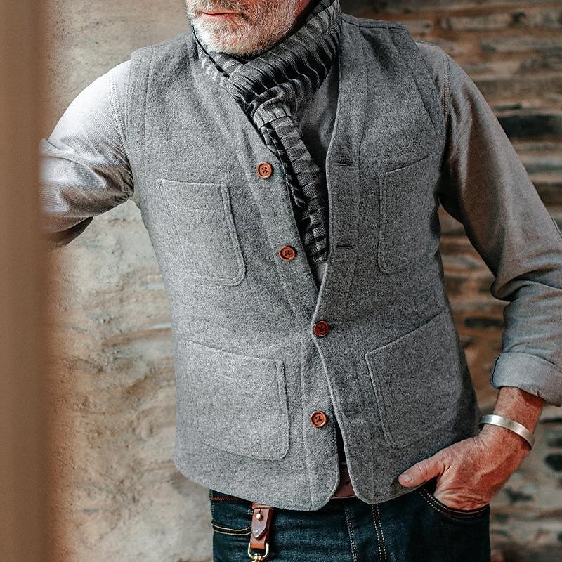 בגדי ריקוד גברים וסט Gilet יומי פגישה (דייט) חופשה אופנתי עסקים קיץ & אביב לַחְצָן כיס פוליאסטר נוח משובץ חזה יחיד כפתור יחיד צווארון V רגיל שחור אפור אֵפוֹד 2025 - $29.99 –P8