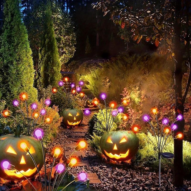 2pcs Solar Swaying Firefly Lights Purple Orange Light Outdoor Solar  Ground Pathway light with 8 Heads for Halloween Outdoor Courtyard Halloween Decorations 2026 - $25.99 –P2