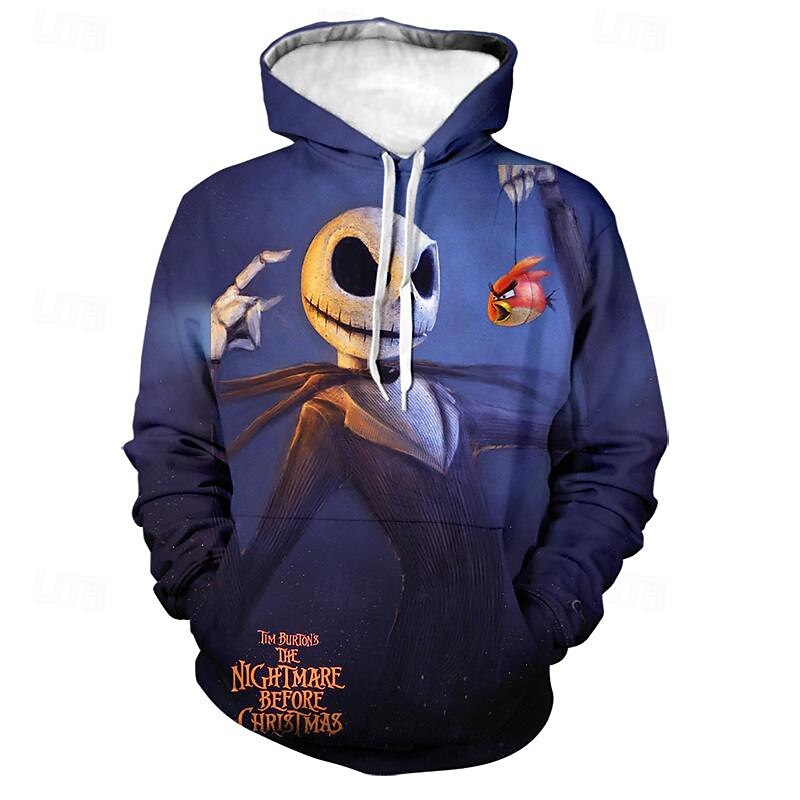 Jack Skellington Kapuce Animák Manga Anime 3D Přední kapsa Grafika Klokaní kapsa Pro Pro páry Pánské Dámské Dospělé předvečer Všech svatých Karneval Plesová maškaráda 3D tisk Běžné / Denní 2025 - AU $31.99 –P1