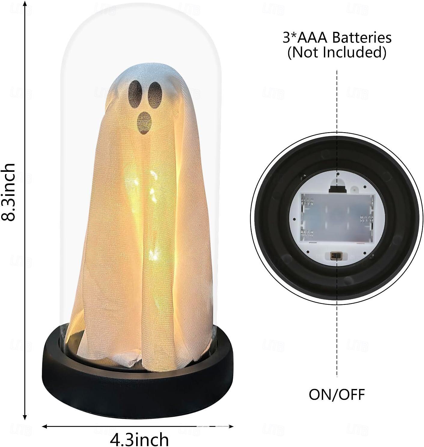 Fantôme éclairé d'Halloween dans une cloche en verre, fantôme mignon avec lumière pour la maison, la cuisine, la cheminée, la table, décoration de fête, décorations de vacances de 2025 ? $15.99 –P1