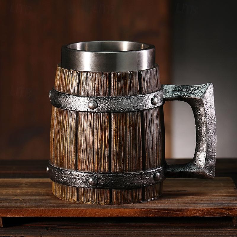1pc Antique Viking Beer Mug - Wooden Barrel Cup with Stainless Steel Liner - Perfect Gift for Beer Lovers 2025 - $32.99 –P9