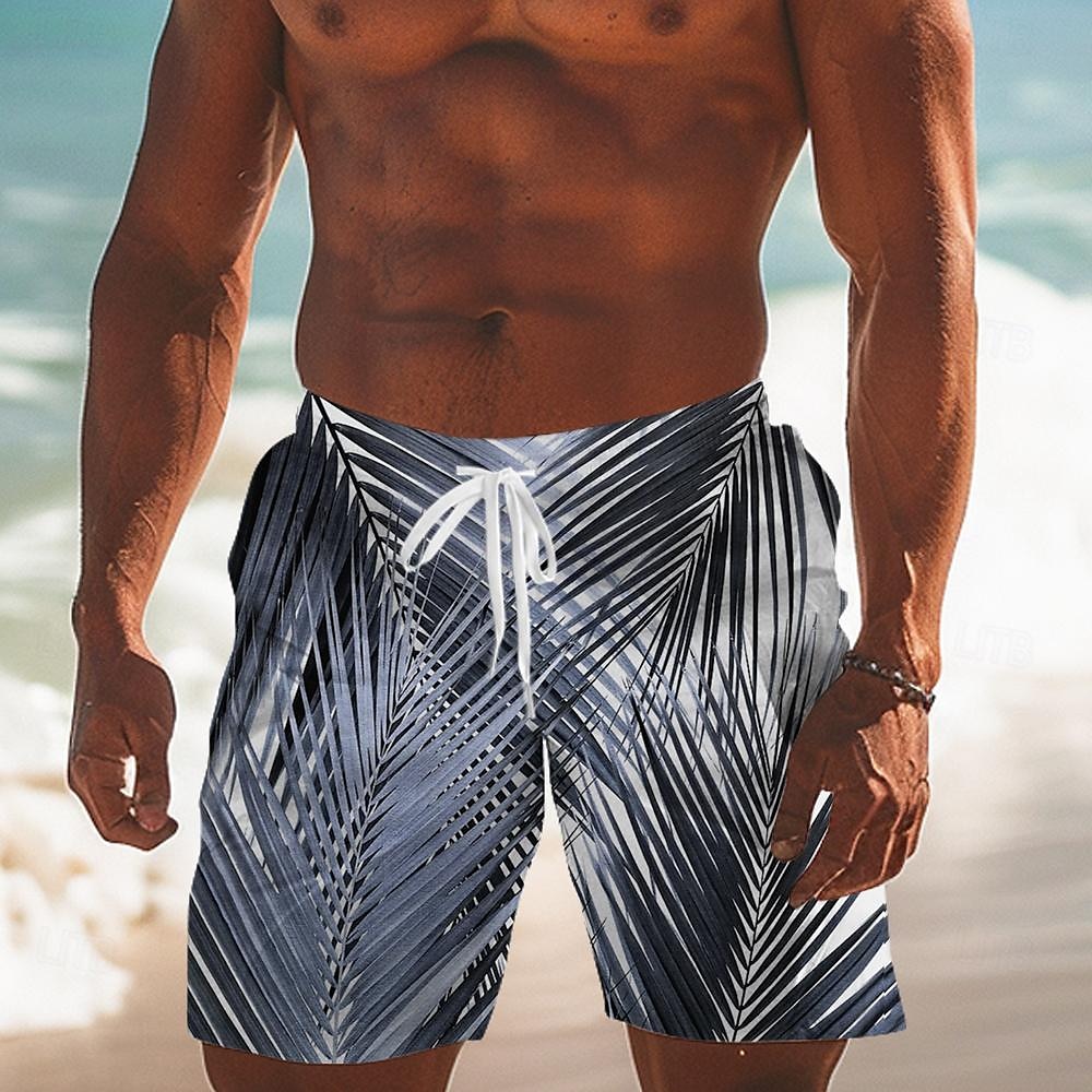 Homens Folha Plantas Tropicais Calção de Banho Bermuda de Surf Calção Cintura Média Moda Roupa de rua Designer Casual Diário Feriado Bolsos Com Cordão Cintura elástica Designer Roupa de 2025 por $19.99 –P1