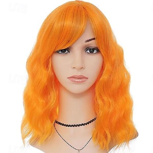 Perruque avec frange pour femmes perruques courtes ondulées et bouclées de 14 pouces perruque de longueur d'épaule perruques de fête cosplay perruques d'Halloween de 2025 ? $18.99 -P3