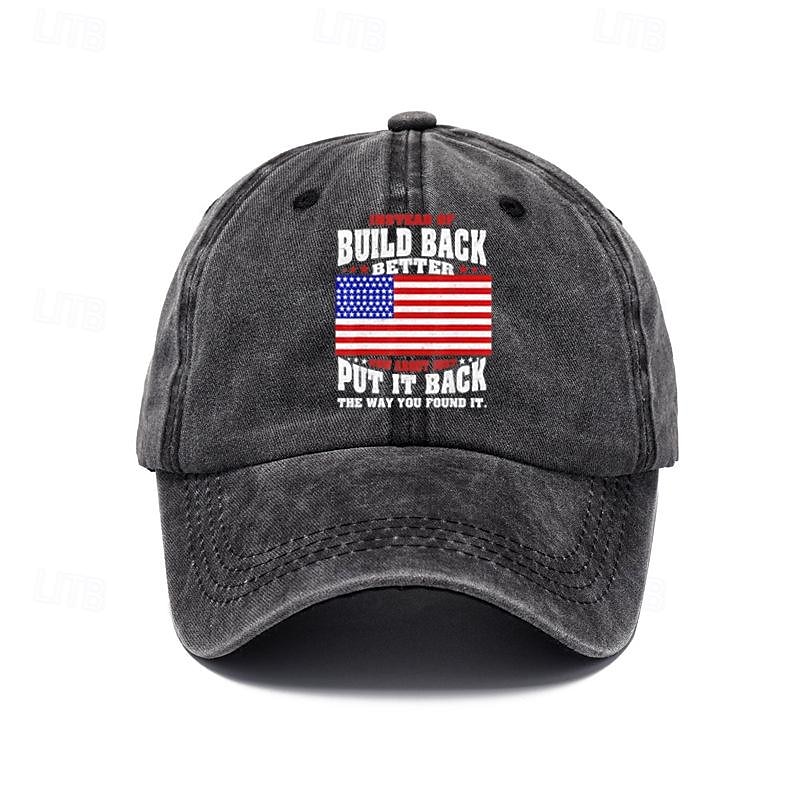 Férfi Baseball sapka Szalmakalap Kamionos kalap Fekete Sötétkék 100% pamut Nyomtatott Divat Alkalmi Utca Napi Szöveg Amerikai amerikai zászló Állítható Fényvédő Légáteresztő 2025 - $6.99 –P2