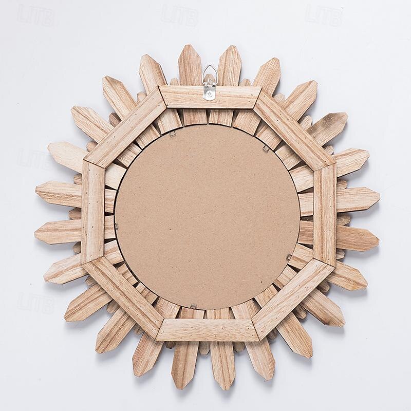 مرآة حائط زخرفية ريفية مستديرة من الخشب مرايا للحائط Sunburst Boho جدار الفن ديكور مرآة لديكور Cottagecore مدخل غرفة النوم وغرفة المعيشة 2025 - $38.99 –P2