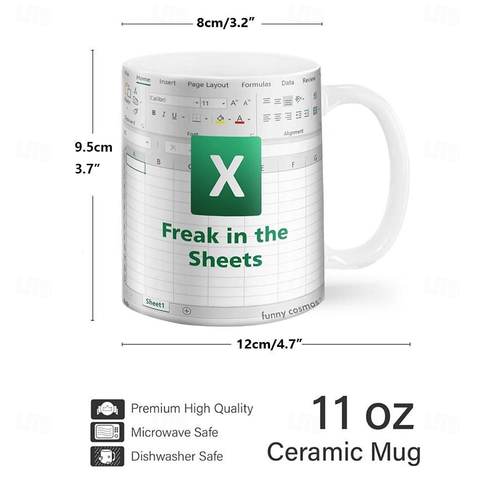 Excel kubek do kawy, śmieszne prezenty dla kobiet mężczyzn dziwak w prześcieradłach kubek prezenty dla szefa przyjaciela cpa współpracowników księgowego biały ceramiczny kubek biurowy 11,8 uncji 2026 - $23.99 –P2