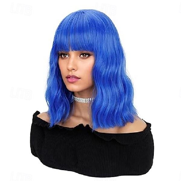 perruque courte bouclée avec frange perruque courte pour femmes filles longueur d'épaule synthétique carnaval cosplay fête perruque costume perruques de 2025 ? $18.49 –P2