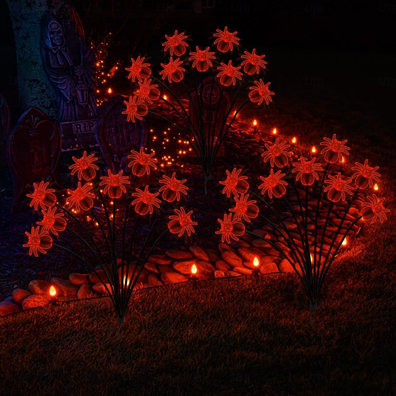 2pcs Halloween Solar Firefly Swing Spiders Light Purple Red Green Solar Outdoor Lawn Pathway Lights Waterproof Plug In the Ground Lamp Swing with the Wind for Outdoor Yard Garden Pathway Patio Decoration Lamp 2026 - $27.99 –P3