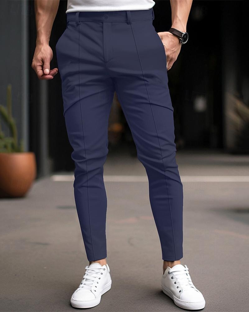 Homens Calças chinês Calça Chino Pregueado Xadrez Conforto Trabalho O negócio Diário Casual Preto Vinho Micro-Elástica de 2025 por $25.99 –P6