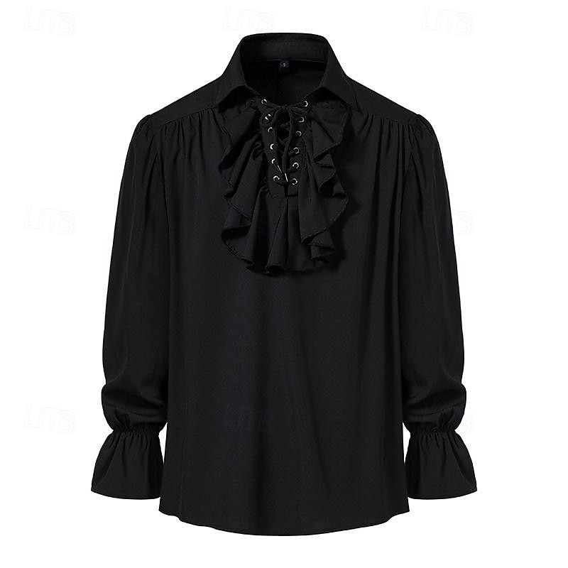 Punk og gotisk Kostymer i middelalderstil Renessanse Bluse / Skjorte Pirat Knekt Helfarge Kostyme Herre Pirat fantasi Royal Maskerade Ytelse Fest Maskerade Voksne Trøye 2026 - $12.49 –P8