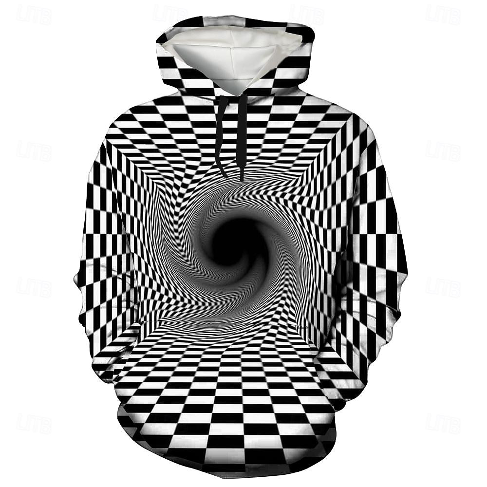 Homens Gráfico Moletom Moletons Moletom Manga Longa Moletom com capuz Com Capuz Legal Impressão 3D Preto e Branco Vermelho Outono Inverno Designer de 2025 por $31.99 –P1