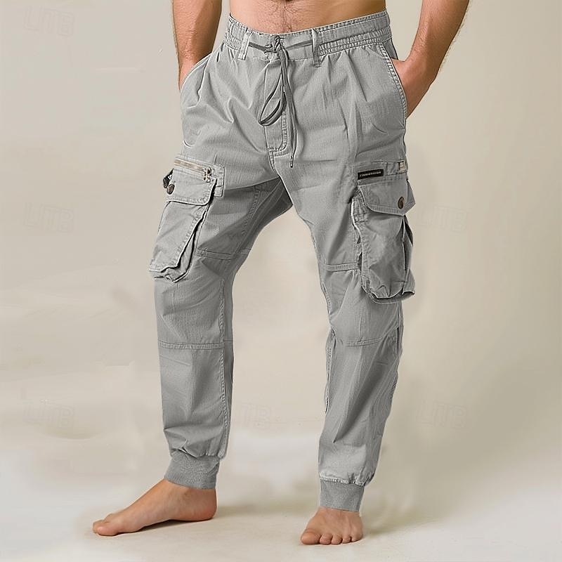 Men's Cargo Pants Cargo Trousers Joggers Trousers Drawstring Elastic Waist Multi Pocket Plain Breathable Outdoor Full Length Casual Daily Going out Casual Tactical Black Royal Blue Micro-elastic 2025 - $34.99 –P5