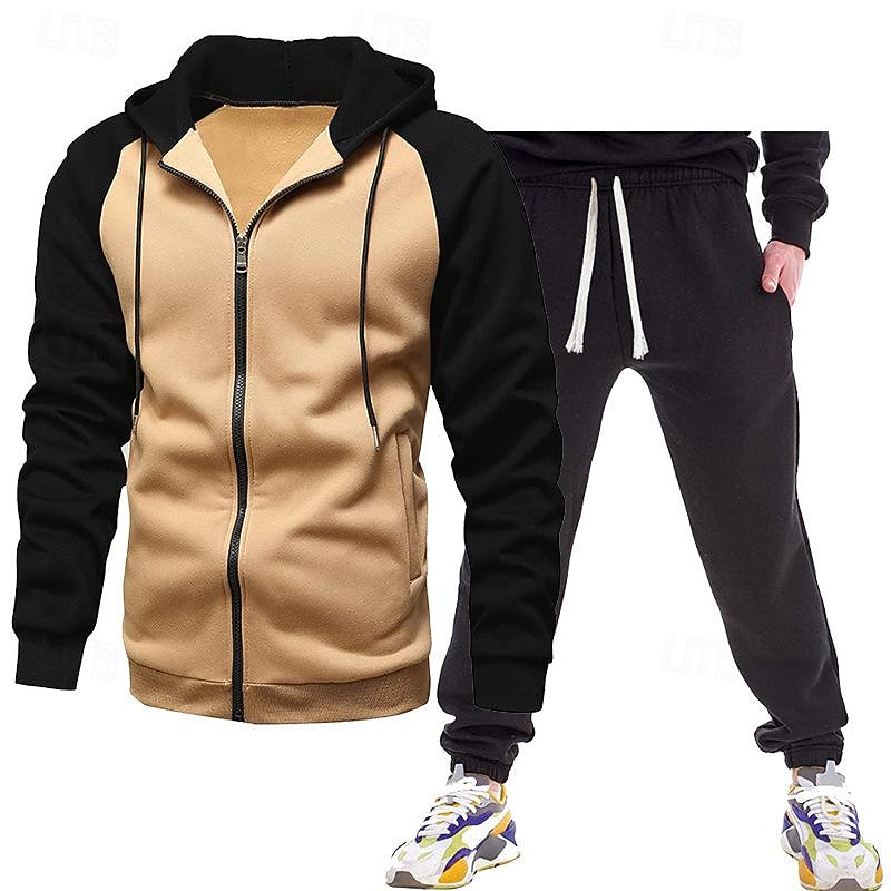 Hombre Tracksuit Vestimenta para correr Correa Bolsillo Bloque de color Chaqueta y Pantalones de Chándal Conjunto de ropa deportiva Otoño Invierno Gris oscuro Negro Entrenamiento de gimnasio Correr 2026 - $34.99 –P5
