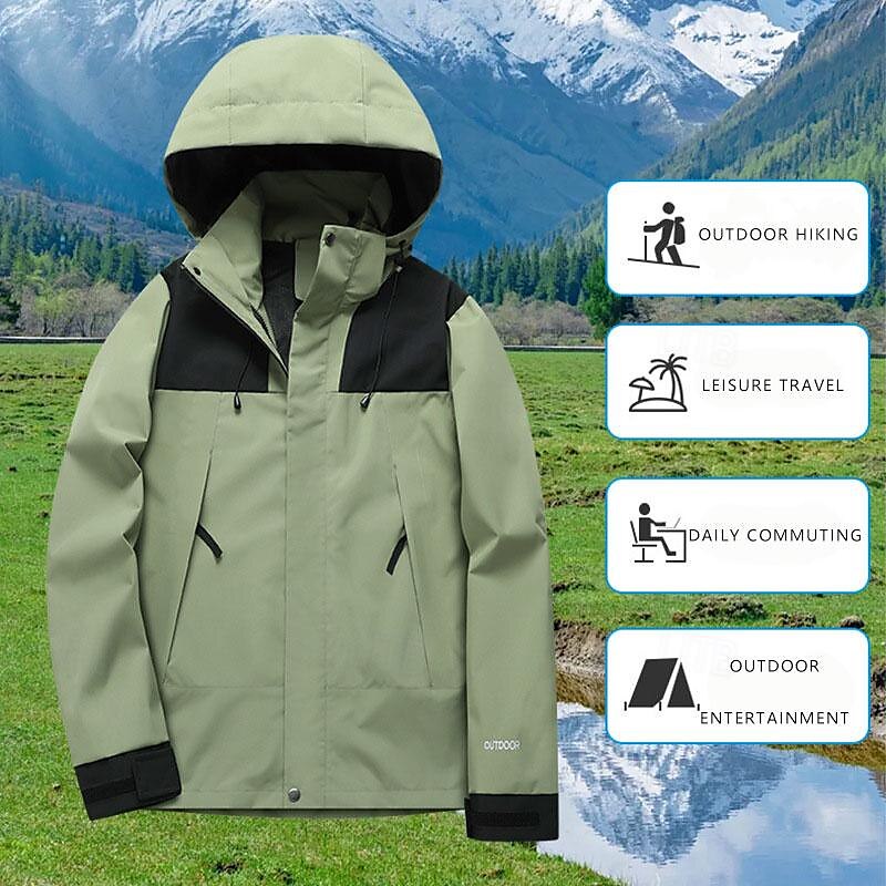 Hombre Chaqueta Softshell Chaqueta para senderismo Al aire libre Bloque de color Resistente al Viento Resistente al Agua Chaqueta cortavientos Viaje Negro Marfil Verde Gris 2025 - $34.39 –P1