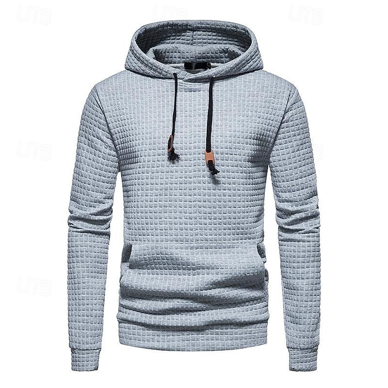 Herr Våffla hoodies Huvtröja Svart Vit Ljusgrå Mörkgrå Huva Slät Ficka Sport & Utomhus Dagligen Helgdag Polyester Streetwear Grundläggande Ledigt Vår & Höst Kläder Pull Tröjor Långärmad 2025 - $24.99 –P5