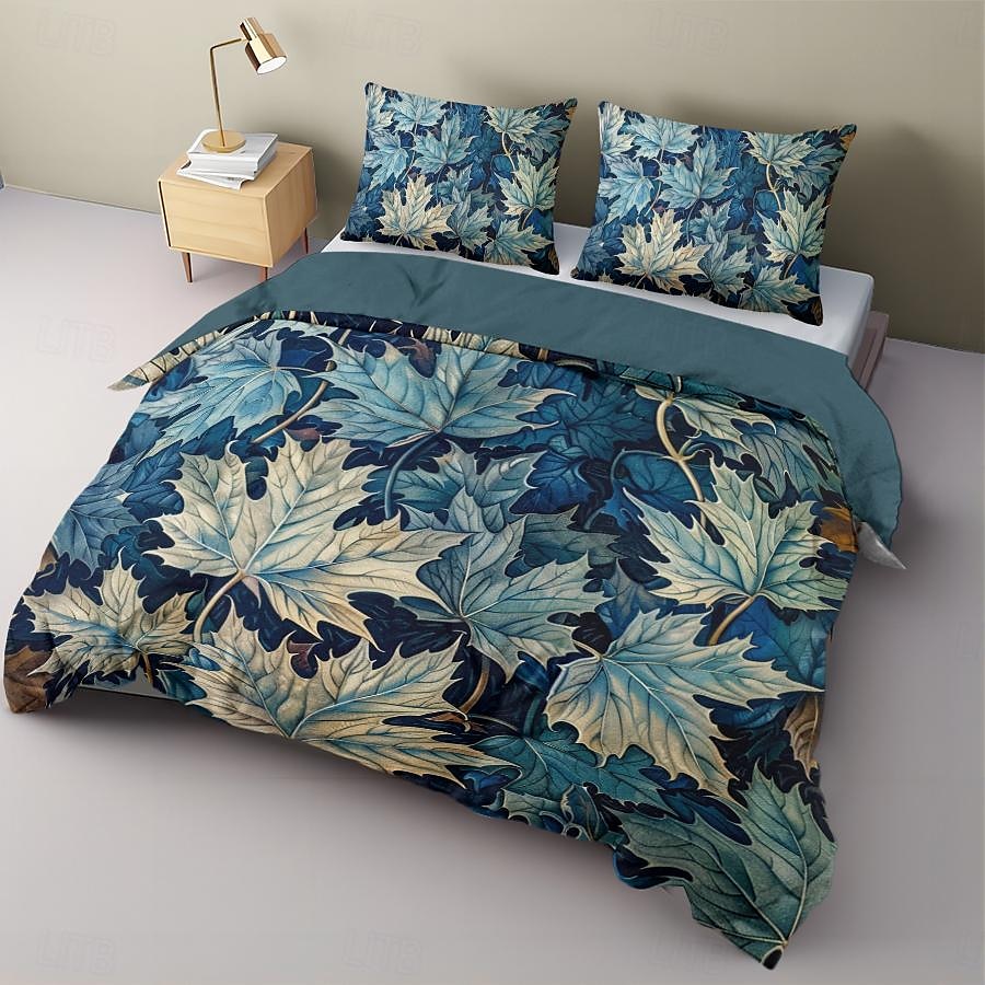 conjunto de capa de edredom botânica profunda - inclui capa de edredom e fronhas - design rico inspirado em plantas - tecido macio e confortável - perfeito para decoração elegante de quarto de 2025 por $60.99 –P6