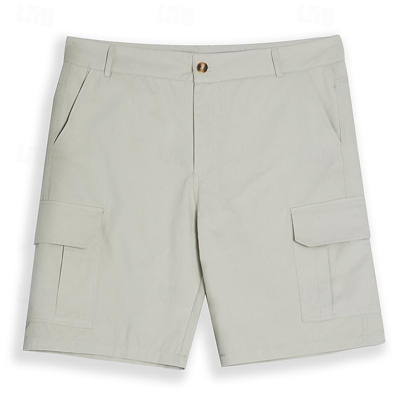 Men's Cargo Shorts Shorts Bermuda shorts Multi Pocket Straight Leg Plain Comfort Soft Knee Length Casual Holiday Beach Fashion Streetwear Black Green Micro-elastic 2025 - $27.99 –P1