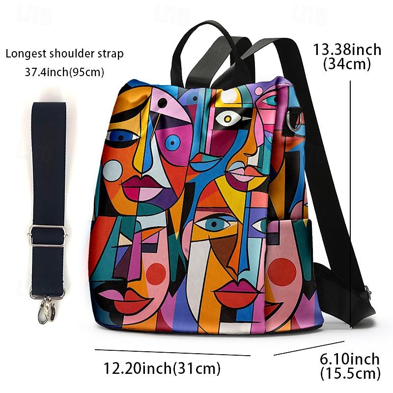 Large Capacity Colorful Abstract Art Print Multi-Carry Backpack - Durable and Spacious School Bag with Adjustable Straps, Available in Two Patterns 2025 - $42.99 –P3