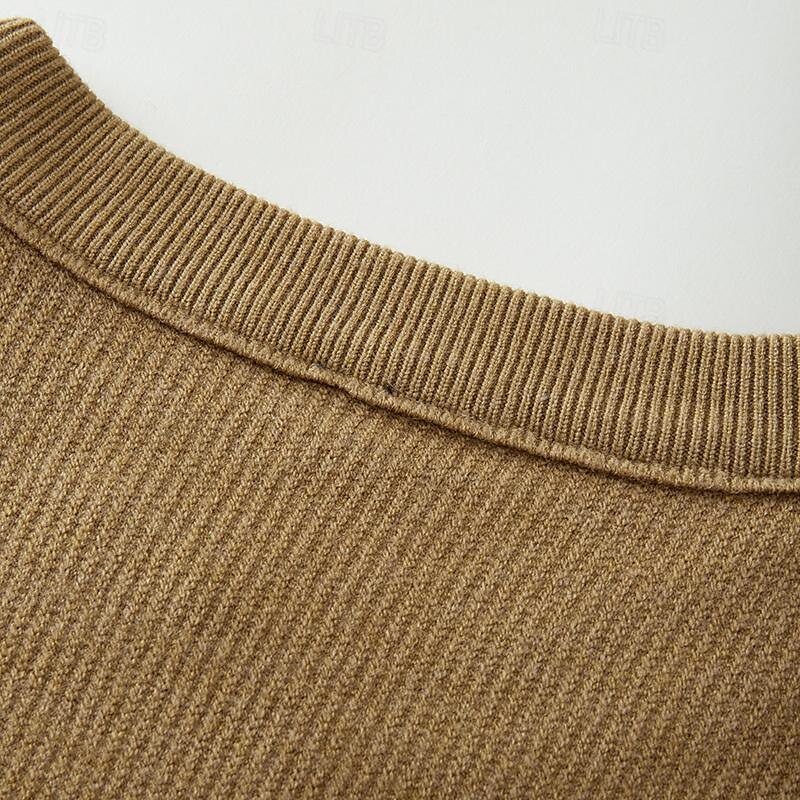 Men's Pullover Sweater Jumper Knit Sweater Ribbed Knit Regular Knitted Plain Crew Neck Fashion Basic Daily Wear Date Clothing Apparel Fall & Winter Black White M L XL 2025 - $28.99 –P10