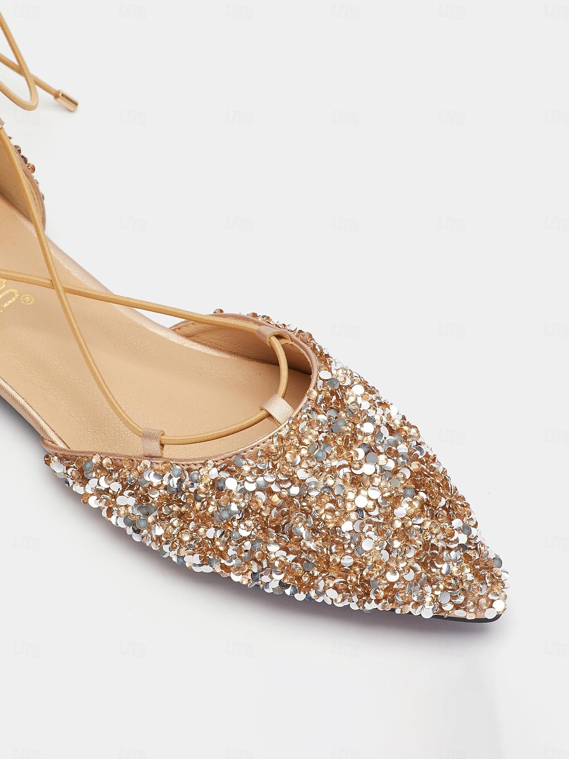 Női Lapos Bling Bling cipők Csillogó kristály flitteres ékszer Parti Strasszkő Lapos Erősített lábujj Elegáns Divat Csillám Papucs Arany 2025 - $32.99 –P5