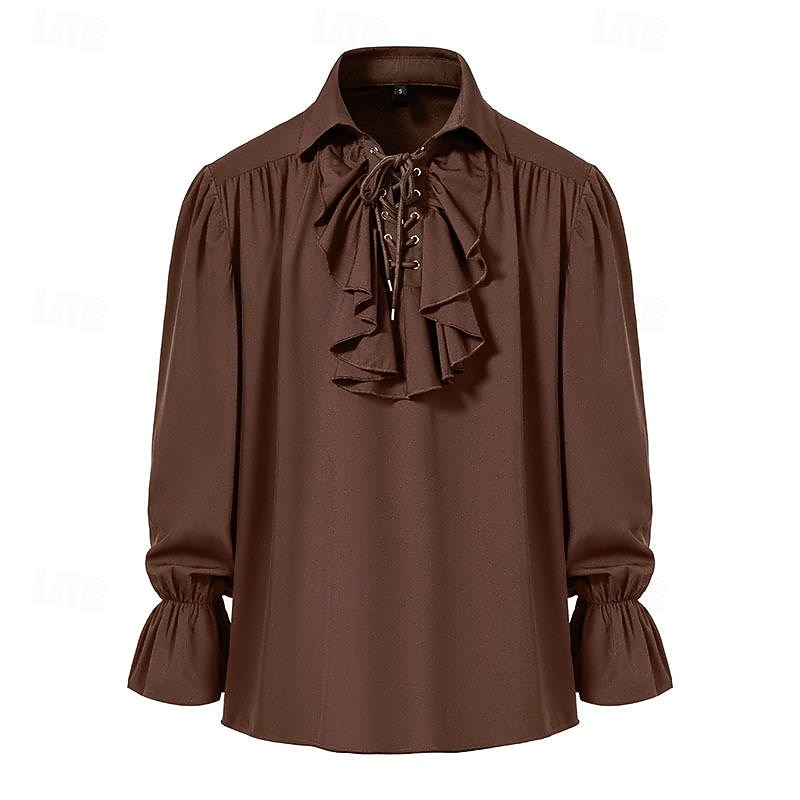 Punk og gotisk Kostymer i middelalderstil Renessanse Bluse / Skjorte Pirat Knekt Helfarge Kostyme Herre Pirat fantasi Royal Maskerade Ytelse Fest Maskerade Voksne Trøye 2026 - $12.49 –P2