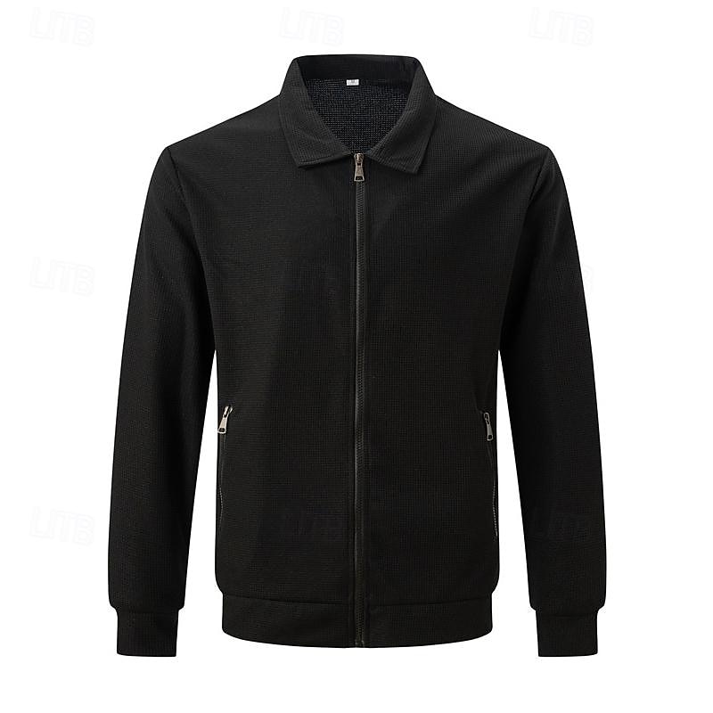Herren Leichte Jacke Waffeljacke Sommerjacke Hemdjacke Urlaub Täglich Weich Tasche Frühling & Herbst Einfach Mode Klassisch Revers Regulär Waffelstoff Schwarz Weiß Blau Khaki Grau Jacken 2025 - $27.99 –P6