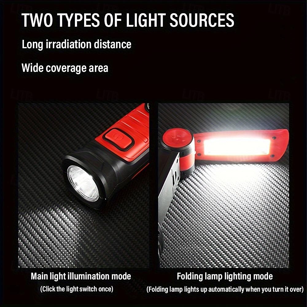 2025年 ポータブル折りたたみ式 LED 作業灯 多機能 ハンドヘルド 懐中電灯 180° 回転 複数のライトモード 磁気吸引とフック付き 修理オーバーホール アウトドア キャンプに最適 shustar  コレクション – $14.99 –P8