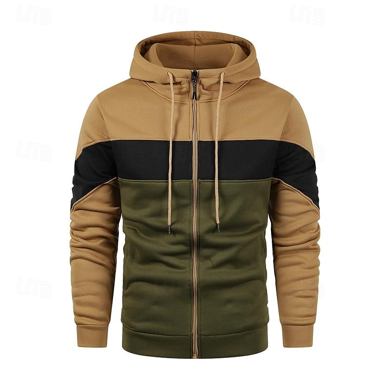 Per uomo Felpa con cappuccio a zip intera Felpa con cappuccio e zip Bianco Rosso Blu Cachi Con Cappuccio Blocco di colori Con zip Patchwork Sport & Outdoor Quotidiano Ferie Poliestere Streetwear del 2025 a $23.99 –P5
