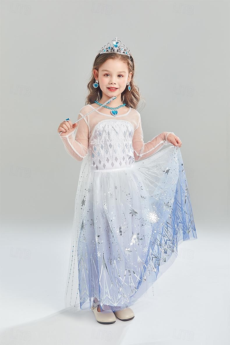 Ledové království Pohádka Princeznovské Elsa Květinové šaty Téma Party Kostým Tylové šaty Sladká Lolita Filmové kostýmy for Dívčí Děti Karneval Večírek 2025 - $38.99 –P8