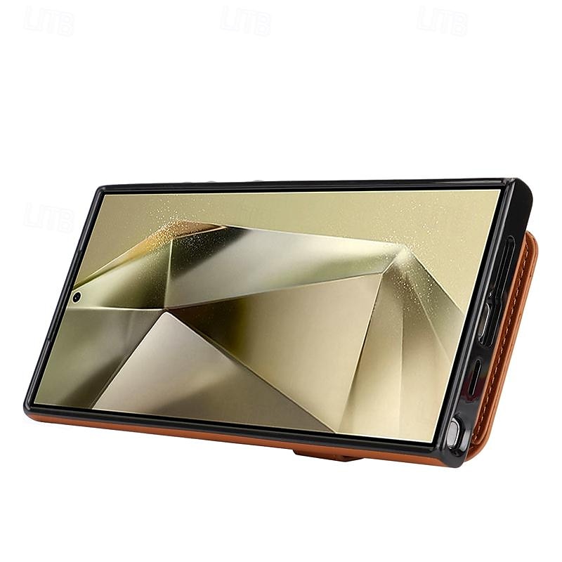 telefon Carcasă Pro Samsung Galaxy S24 Ultra Plus S23 Ultra Plus S22 Plus Ultra A55 A35 A25 A15 5G A14 A54 A53 S25 Ultra Pouzdro na peněženku se stojánkem Držák na prsteny Slot pro kartu Retro TPU PU 2025 - $19.99 –P6