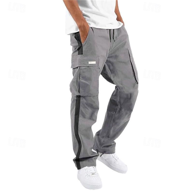 Men's Cargo Pants Cargo Trousers Drawstring Elastic Waist Multi Pocket Stripe Wearable Outdoor Daily Camping & Hiking Fashion Classic Black White 2025 - $26.99 –P10