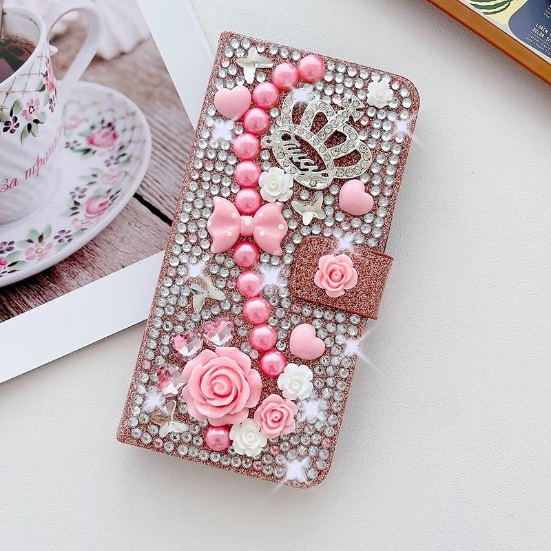 Phone Case For Samsung Galaxy iPhone 16 iPhone 15 Pro Max Plus iPhone 14 13 12 11 Pro Max Plus Mini SE Wallet Case for Women Girl with Stand Holder Magnetic Bling Glitter Shiny Flower Floral TPU 2025 - $28.99 –P14