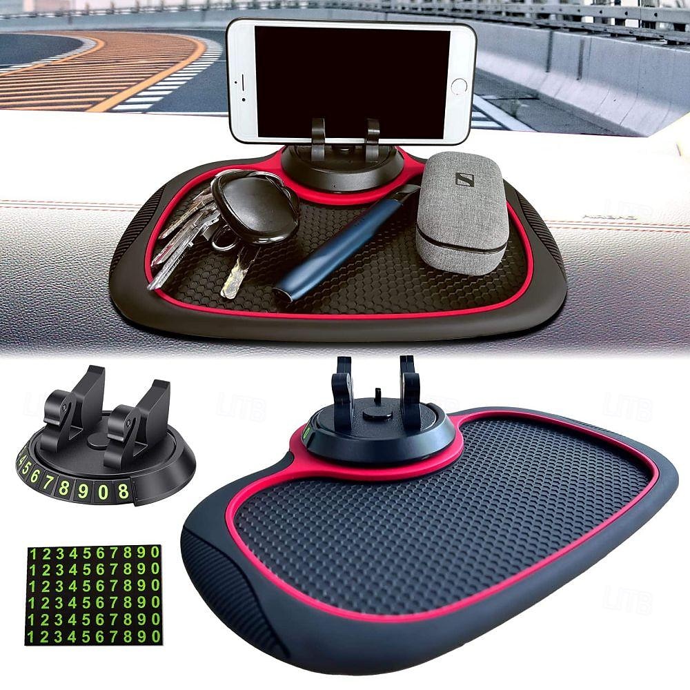 2025年 多機能車用滑り止めマット オートフォンホルダー - 回転式電話ブラケット付き 3イン1 ダッシュボードオーガナイザー - 滑り止め PVC 素材  コレクション – $13.99 –P4