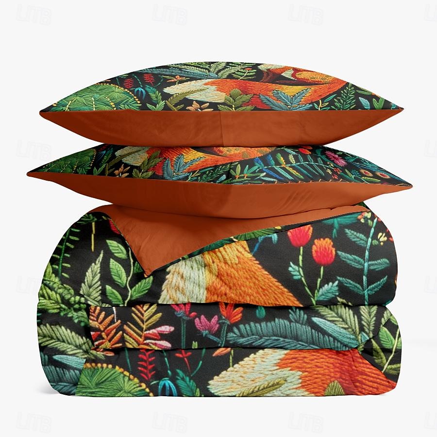 set copripiumino con animali della foresta - include copripiumino e federe - design ispirato alla natura con creature del bosco - tessuto morbido e confortevole - perfetto per l'arredamento accogliente della camera da letto del 2025 a $60.99 –P2