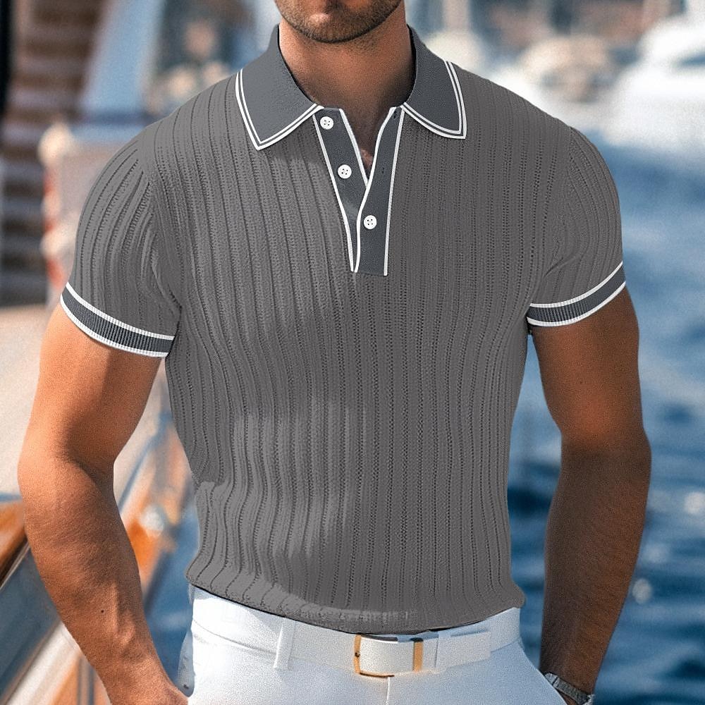 Herren Poloshirt Golfhemd Arbeit Casual Kargen Gerippter Polokragen Kurzarm Basic Modern Farbblock Patchwork Taste Frühling Sommer Regular Fit Hellblau Weiß Burgunderrot Marinenblau Grau Poloshirt 2025 - $26.99 –P7