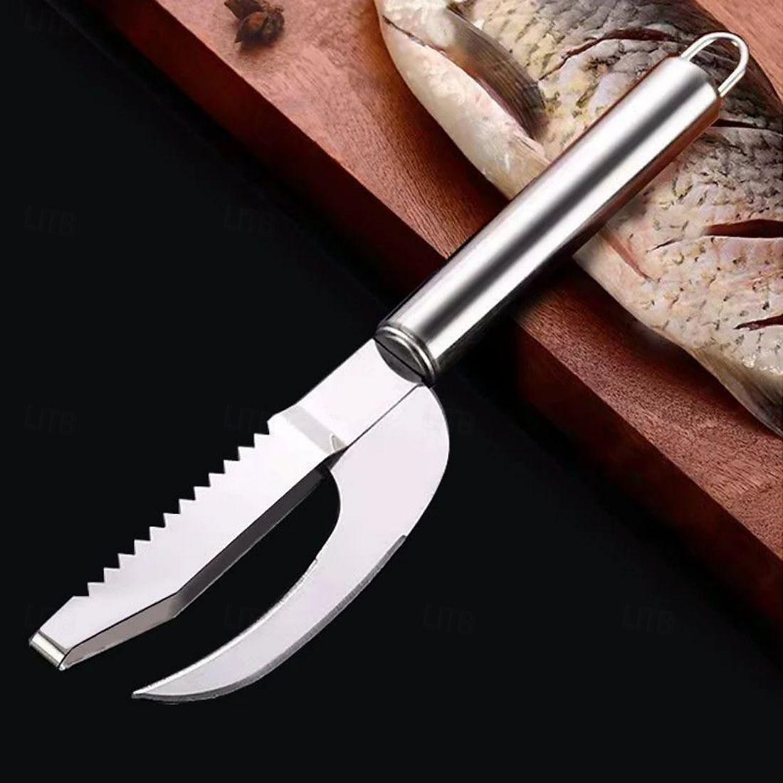 Couteau de nettoyage de poisson 3 en 1 - gratte, coupe et éviscère le poisson sans effort en acier inoxydable, léger - outil de préparation du poisson facile de 2025 ? $8.99 –P5