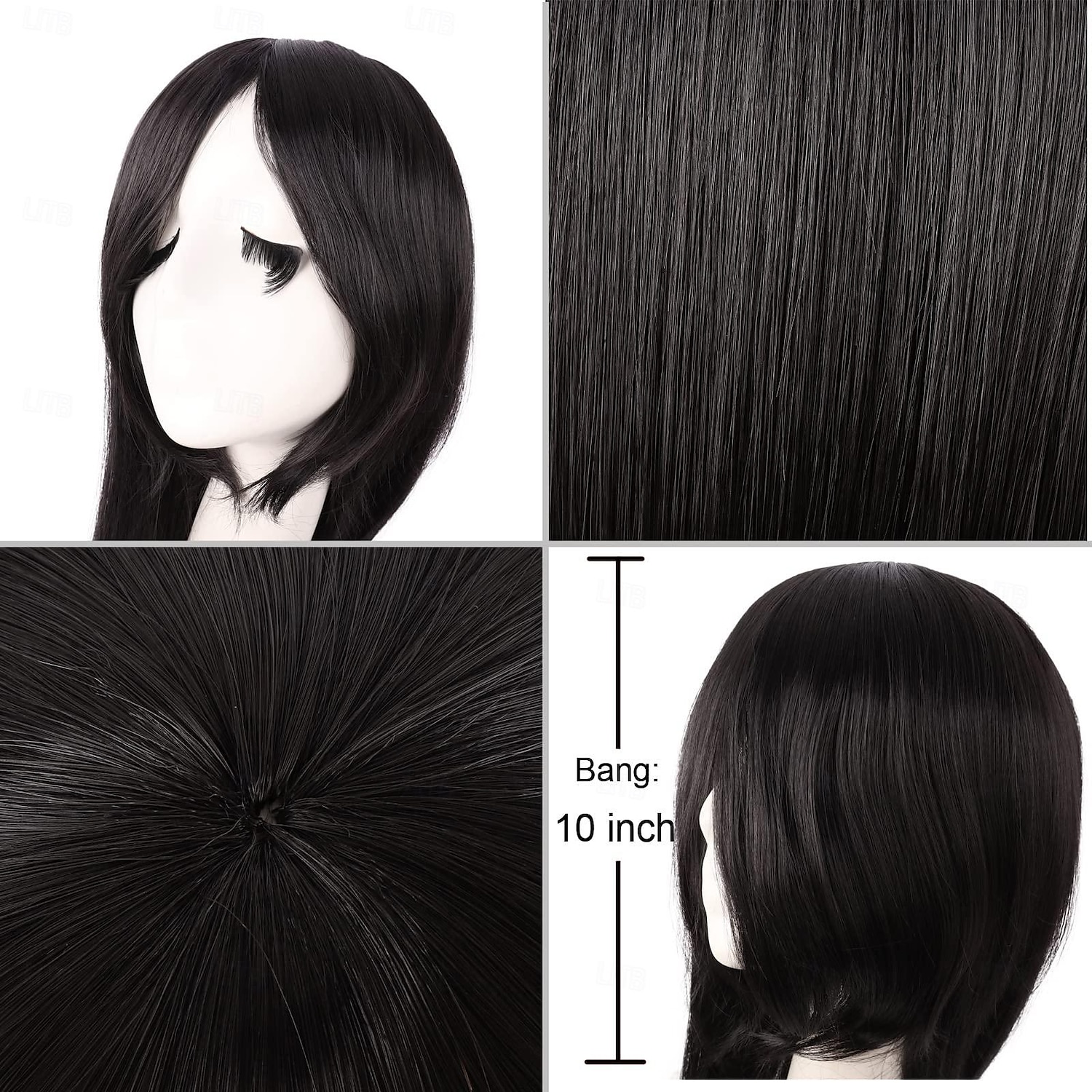 Peruca de Cosplay Longa Lisa com Franja Obliqua de 40 Polegadas 100 cm Perucas de Festa de Halloween de 2025 por GBP £10 –P4