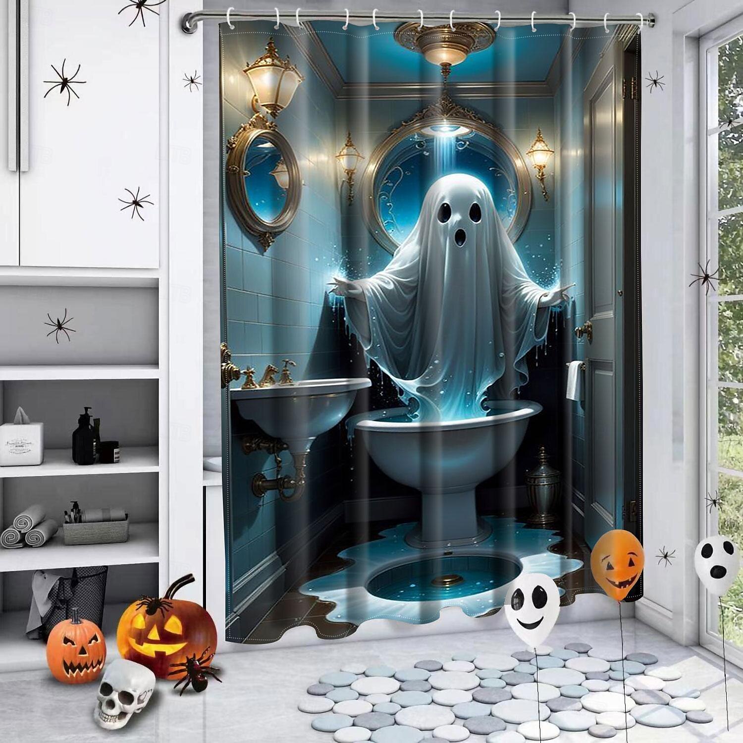 Halloween Shower Curtain with Hooks for Bathroom Shower Curtain  Bathroom Decor Set Polyester Waterproof 12 Pack Plastic Hooks Skull Heads 2025 - $19.99 –P13
