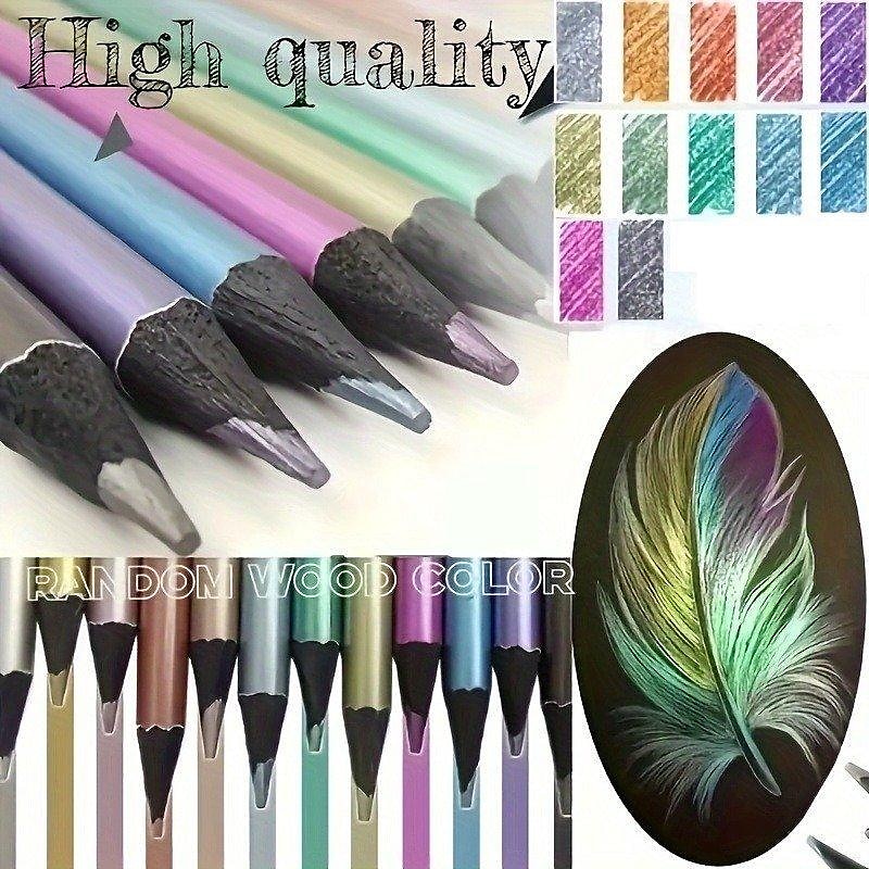 12/24 PCS Metallic Fluorescent Colored Pencils Wood Drawing Pencils Wooden Sketching Pencil Set Premium Non-toxic Art Pencils 2025 - $13.99 –P1